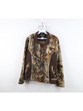 Vtg Y2K Streetwear Womens L Faded Realtreee Camouflage Half Zip Fleece Jacket